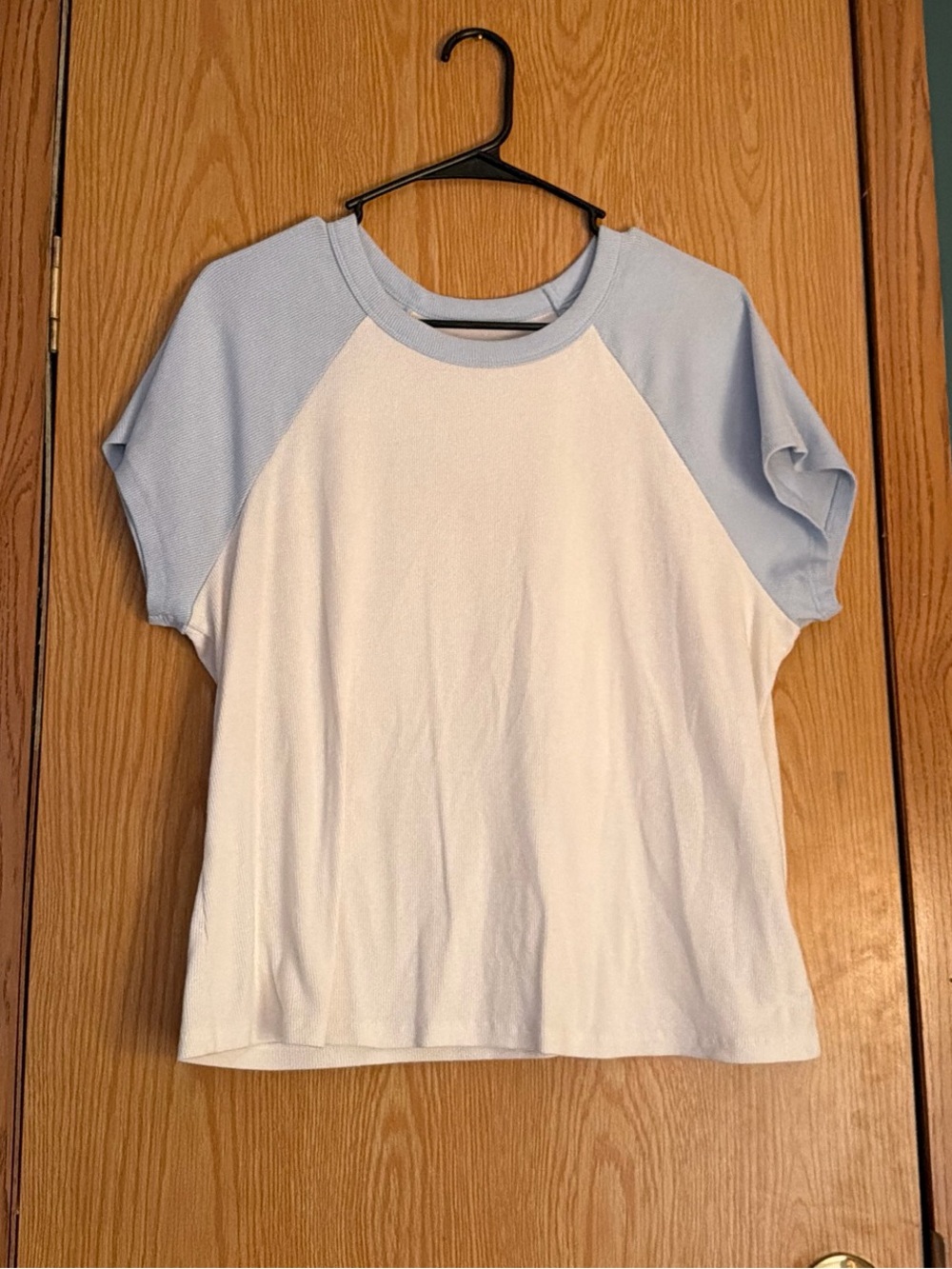 Old Navy Short-Sleeve Raglan Tee in White and Light Blue